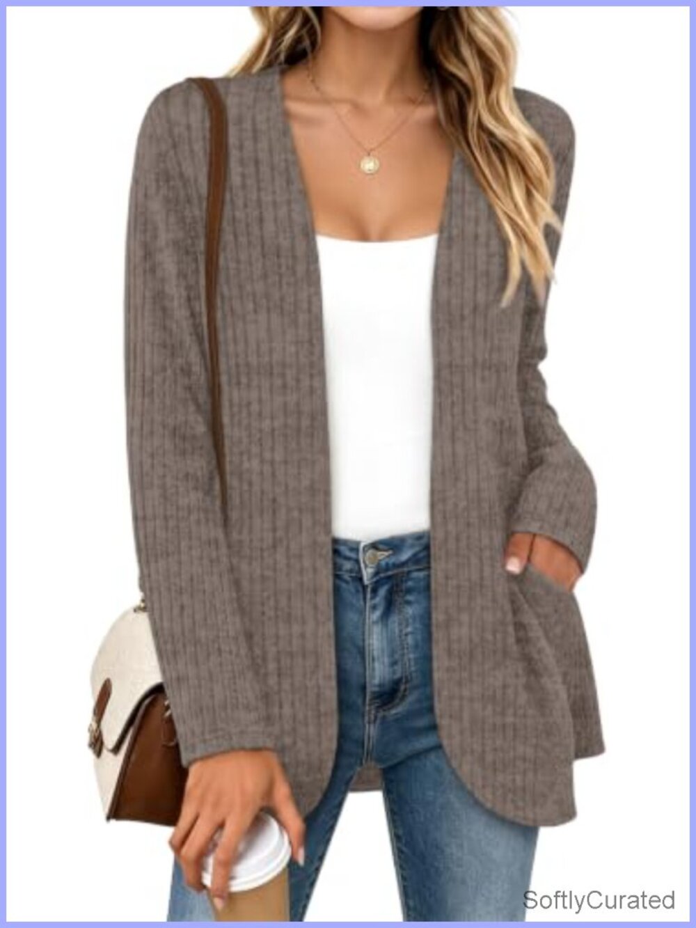 Womens Open Front Cardigan Sweater Long Sleeve Lightweight Knit